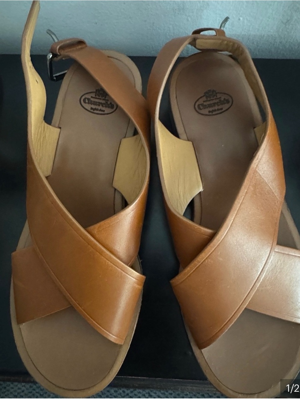 Comfortiva Women's Brown Leather Crisscross Slingback Sandals